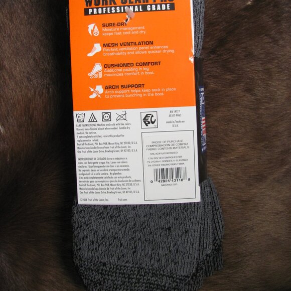 FRUIT OF THE LOOM WORK GEAR PRO HEAVY SOCKS NIP - Picture 4 of 9